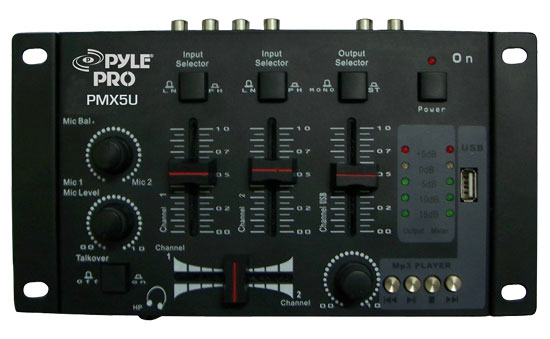 Professional 2-Stereo Channel DJ Mixer W/ USB Player (RBPMX5U)