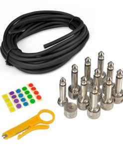 Pro Audio Pedal Board Patch Cables, Universal D.I.Y. Custom Cut 10' Ft. Wire Kit, 10 Piece (PSCBLKIT22)