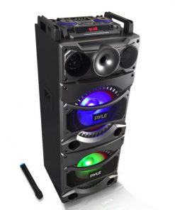 Bluetooth PA Loudspeaker Karaoke Entertainment System, Active Powered Speaker, Flashing DJ Party Lights, MP3/USB/SD, FM Radio, Wireless Mic (PSUFM1038BT)