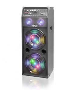 1000 Watt Disco Jam 2-Way Powered Speaker System with Flashing DJ Lights, USB/SD Card Readers, FM Radio, 3.5mm AUX Input, USB Charge Port & Graphic EQ (PSUFM1045A)