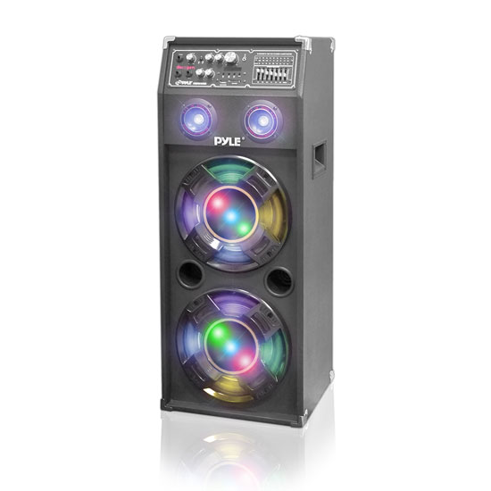 1000 Watt Disco Jam 2-Way Powered Speaker System with Flashing DJ Lights, USB/SD Card Readers, FM Radio, 3.5mm AUX Input, USB Charge Port & Graphic EQ (PSUFM1045A)