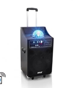 600 Watt Disco Jam Bluetooth 2-Way PA Speaker System w/ USB & SD Card Readers, FM Radio, 3.5 mm Input & Flashing DJ Lights (RBPSUFM1049A)