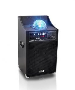 1000 Watt Peak / 500 Watt RMS Disco Jam Powered Two-Way PA Speaker System with USB/SD Readers, FM Radio, 3.5 mm AUX Input, Microphone Inputs and Flashing DJ Lights (PSUFM1230A)