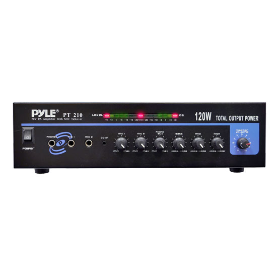 120 WATT MICROPHONE PA Mono Amplifier w/70V Output & Mic Talkover (RBPT210)
