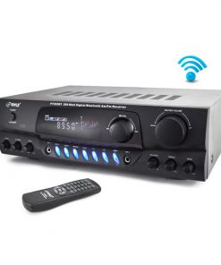 200 Watt Bluetooth Digital Receiver Amplifier with AM/FM Radio & Two Microphone Inputs for Karaoke Mixing (RBPT265BT)