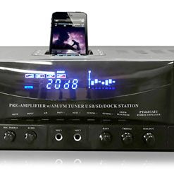 500 Watt Stereo Receiver AM-FM Tuner/USB/SD/Ipod Docking Station & Subwoofer Control (PT4601AIU)