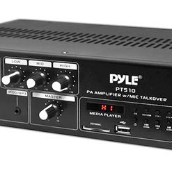 240 Watt Public Address Power Amplifier with 70V Output & Mic Talkover, USB/SD Card MP3 Player, Built-in FM Radio & LED Display (RBPT510)