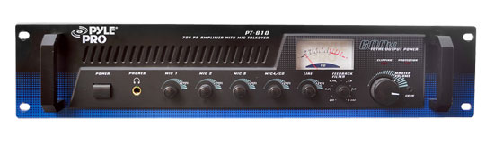 19'' Rack Mount 600 Watt Power Amplifier/Mixer w/ 70V Output & Mic Talkover (PT610)