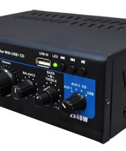 Mini Stereo Power Amplifier - 2 x 40 Watt with USB, AUX, CD & Mic Inputs (PTAU23)
