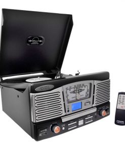 Retro Style Turntable With CD/Radio/USB/SD/MP3/WMA and Vinyl-to-MP3 Encoding (Black) (RBPTCD8UB)