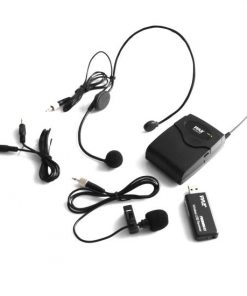 Belt Pack Microphone System with Wireless USB Receiver, Headset Mic & Lavalier Mic (PUSBMIC43)
