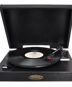 Classic Retro USB-To-PC Phonograph/Turntable With Aux-Input Jack (Black) (RBPVNTT1B)