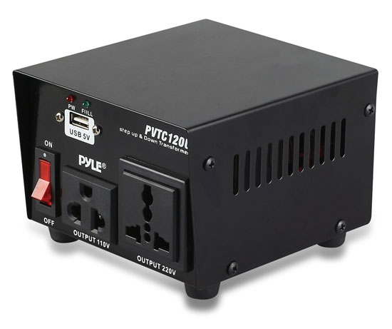Step Up and Down 100 Watt Voltage Converter Transformer with USB Charging Port - AC 110/220 Volts (RBPVTC120U)