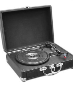 Portable Classic Retro-Style Turntable System with USB-to-PC Connection, Rechargeable Battery (PVTT2UBK)