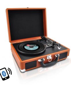 Bluetooth Classic Vinyl Record Player Turntable with Vinyl to MP3 Recording, Aux Input, RCA Output, Built-in Rechargeable Battery & Speakers (RBPVTTBT6BR)