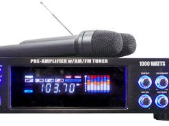 1000 Watts Hybrid Home Stereo Receiver Amplifier W/AM-FM Tuner/USB/Dual Wireless Mic (PWMA1003T)