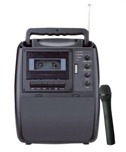 Rechargeable Portable PA System  w/Wireless Mic & Cassette Player (RBPWMA130)
