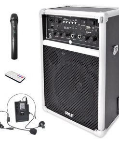 Dual Channel 400 Watt Wireless PA System W/USB/SD/MP3, 2 VHF Wireless Microphones (1 Lavalier, 1 Handheld) (RBPWMA170)