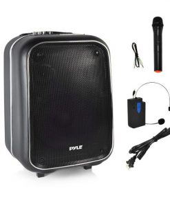 Portable PA Loudspeaker Bluetooth Stereo Speaker System, Karaoke Microphone Talkover, MP3/USB/Micro SD/FM Radio (PWMA825BT)