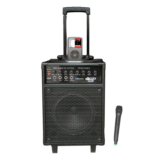 600 Watts VHF Wireless Portable PA System w/Microphone,i-Pod Dock & Bluetooth (RBPWMA940BTI)
