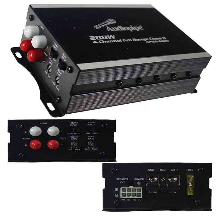 Audiopipe Mini Design 4 ch. Class D Amplifier 4X50 Watts RMS