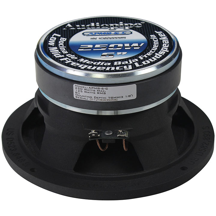MIDBASS 6" AUDIOPIPE 250 WATT;(Sold each) 30 OZ. MAGNET; 1.5" VOICE COIL APMB6C - Image 3