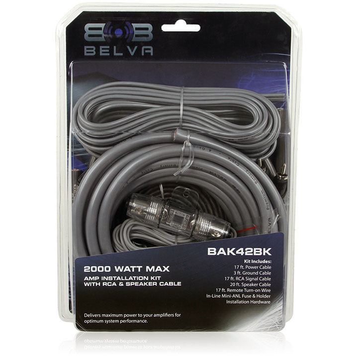 Belva Complete Amp Kit 4 Gauge with RCA Black & Silver Wire BAK42BK - Image 2