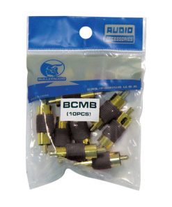 RCA COUPLER MALE;BLACK; BULLZ AUDIO; 10/BAG
