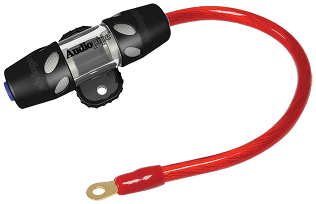 FUSEHOLDER AGU AUDIOPIPE W/60AFUSE + 1' 4GA RED POWER WIRE