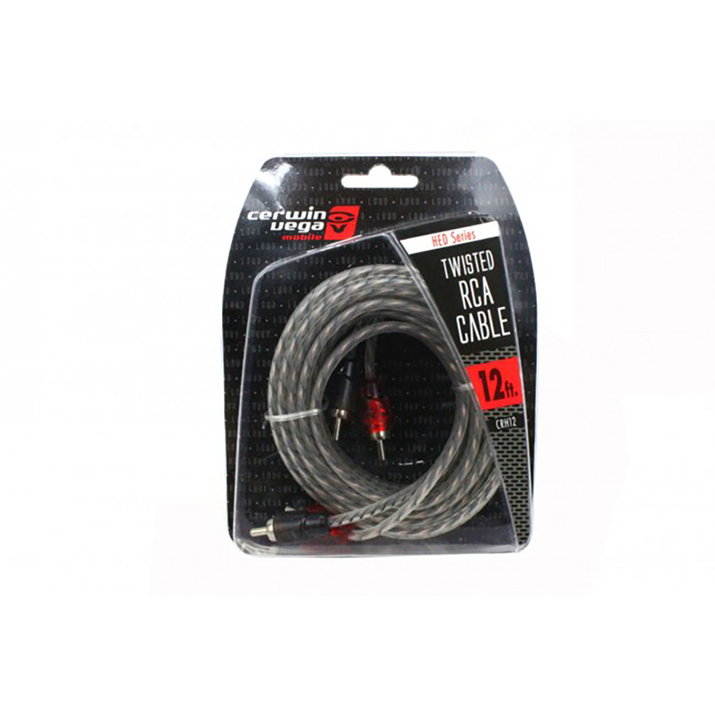 Cerwin Vega HED Series 2-channel RCA cable 12ft. Twisted pair single molded ends