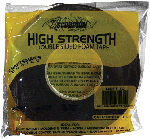 Xscorpion 1/2"x60ft double side foam tape