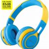 Contixo Kids Headphone 85DB Over Ear Foldable Wireless Bluetooth MicroPhone SDCard Music FMRadio Blu