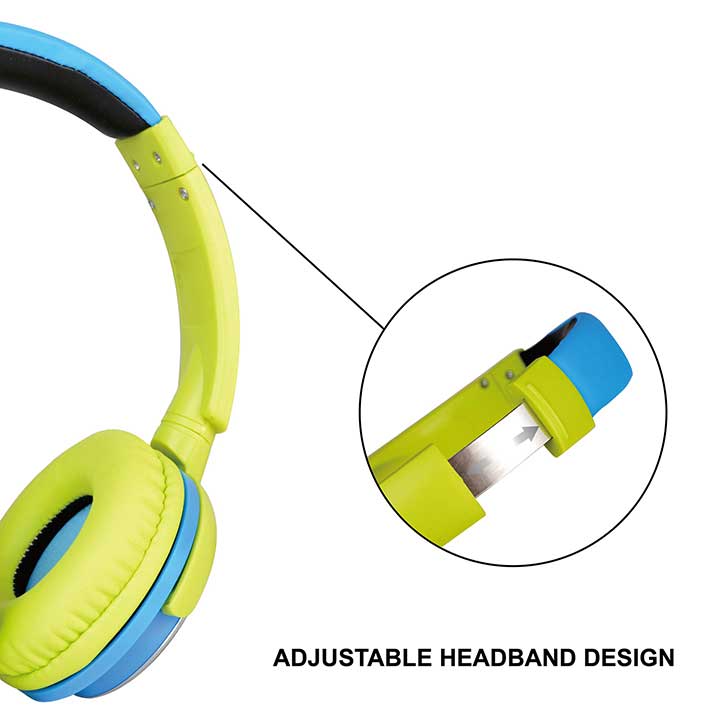 Contixo Kids Headphones (Blue/Yellow) Over Ear Wireless Btooth LED Vol Limiter Microphone FM Radi KB300BLYW - Image 3
