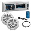 Boss Marine Single Din Media Receiver with Bluetooth Pair 6.5" speakers antenna Aux