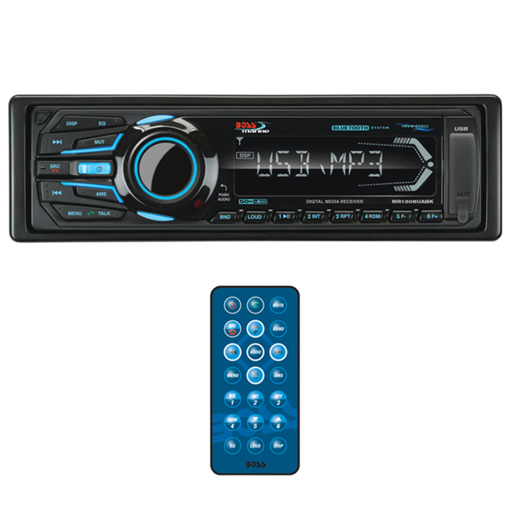 Boss Marine Mechless Single Din Receiver Bluetooth USB/SD Remote Black