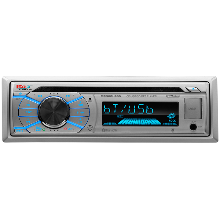 Boss Marine Single Din Receiver CD/MP3/USB/SD Front Aux RemoteSilver MR508UABS - Image 2