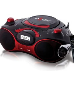 Axess Portable MP3/CD/USB/SD Boombox with AMFM Stereo Red
