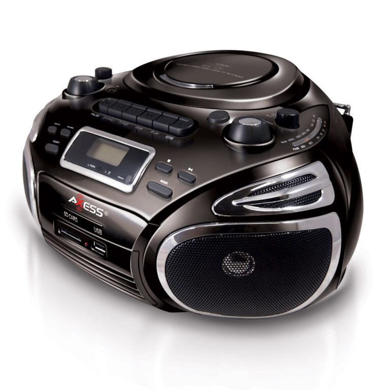 Axess Portable Boombox AM/FM Radio CD/MP3 Player USB SD Cassette