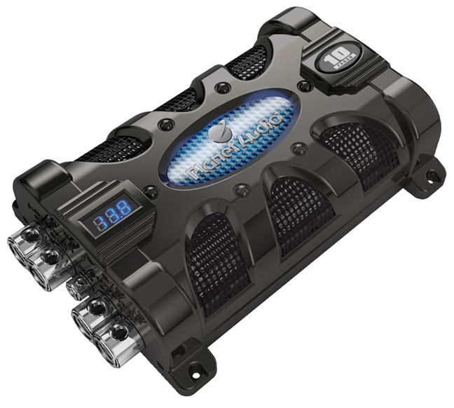 Planet 10 Farad Capacitor with Digital Voltage Display Blue Illumination