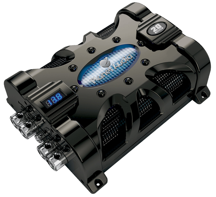 Planet 20 Farad Capacitor with Digital Voltage Display Blue Illumination