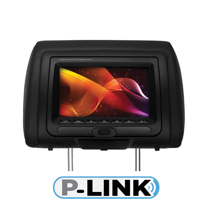 Planet Audio 7" Monitor in Headrest DVD USB/SD 3-color skins FM Modulated Wireless Remote