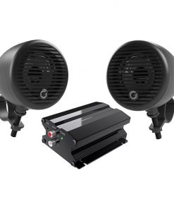 Planet Motorcycle/ATV Sound System with Bluetooth 1 pair of 3" Weather Proof Black Speakers Amp