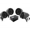 Planet Motorcycle/ATV Sound System with Bluetooth 2 pairs of 3" Weather Proof Black Speakers Amp