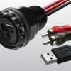 Mbquart waterproof dash mounted USB & 3.2mm with RCA & USB extension cable for GMR1