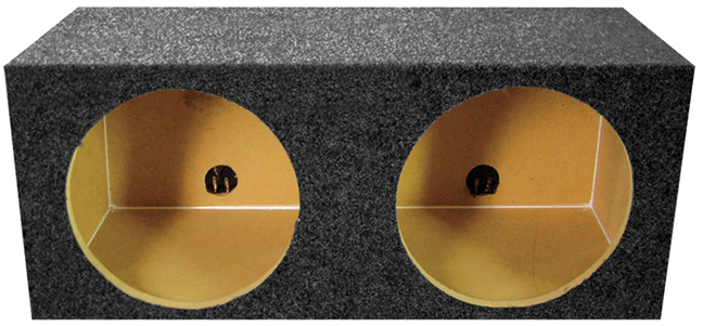 EMPTY WOOFER BOX DUAL 10" QPOWER; SQUARE; *MDF FRONT*