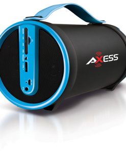 Axess Blue Portable Bluetooth IndoorOutdoor 2.1 HiFi Cylinder Loud Speaker with BuiltIn 4 Inch Sub