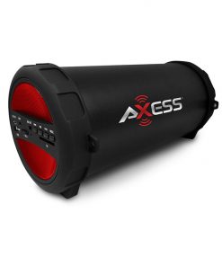Axess Portable Thunder Sonic Bluetooth Cylinder Loud Speaker BuiltIn FM Radio SD Card USB AUX Red