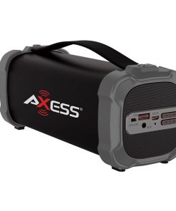 AXESS Indoor/Outdoor Bluetooth Media Speaker 3.5mm Line-In Jack Rechargeable Battery Subwoofer Grey
