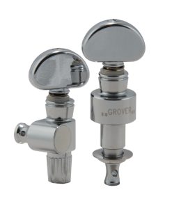 GROVER GEARED BANJO PEGS CHROME W/   METAL BUTTON SET 5