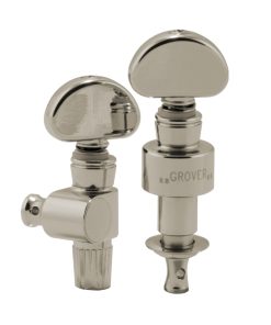 GROVER GEARED BANJO PEGS NICKEL W/   METAL BUTTON SET 5